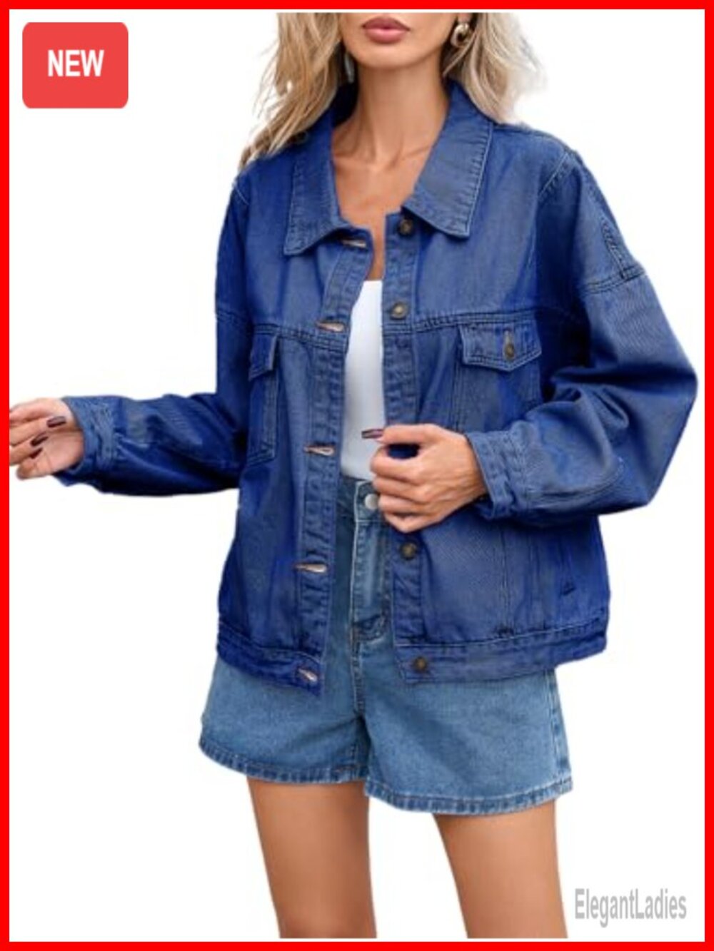 Oversized Distressed Denim Jacket Boyfriend Jean Trucker Coat Women